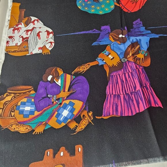 Nicole De Leon Alexander Henry Southwest Art Fabric W 42" L 57" Vintage OOP - Picture 3 of 4